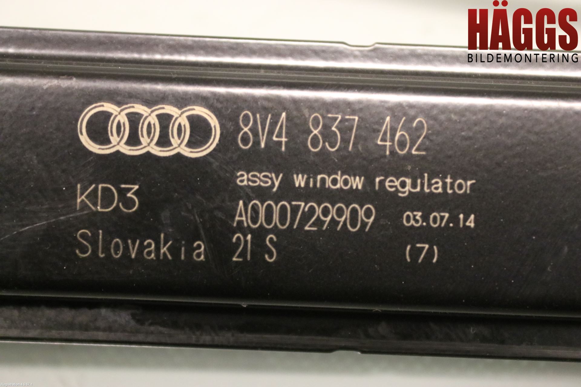 Audi A3/S3 8V 13-20 Fönsterhissmekanism