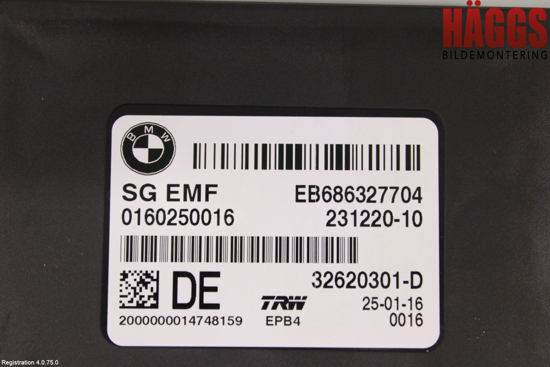 BMW 5 F10/F11/F18 09-17 Styrenhet Parkbroms Epb