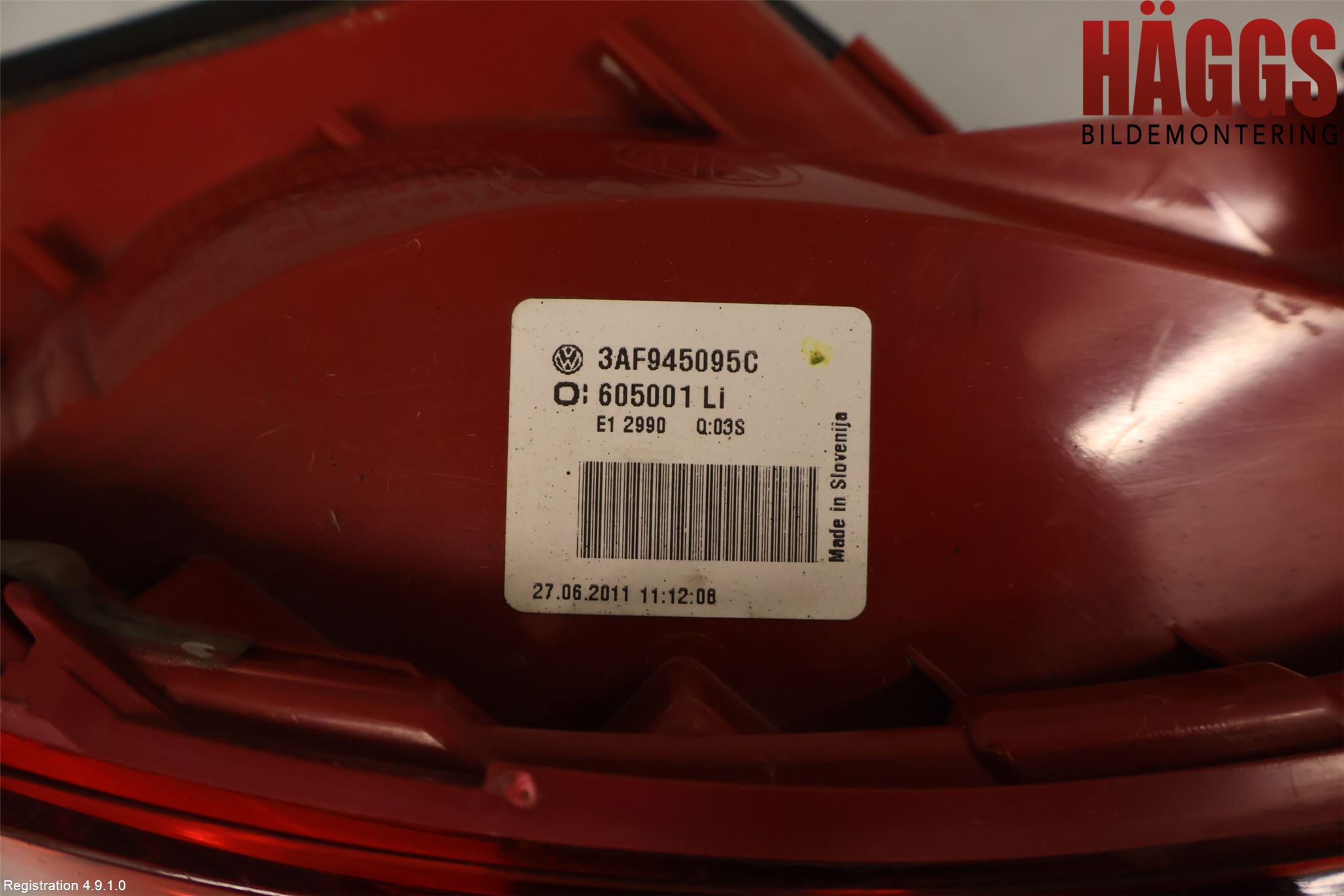 Volkswagen VW PASSAT 11-14 Bakljus Vänster
