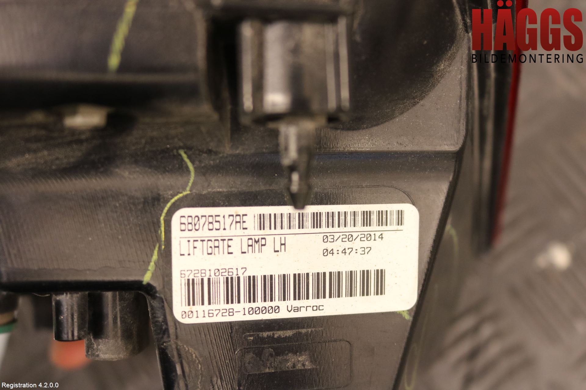 Fiat FREEMONT Bakljus Lucka Vä