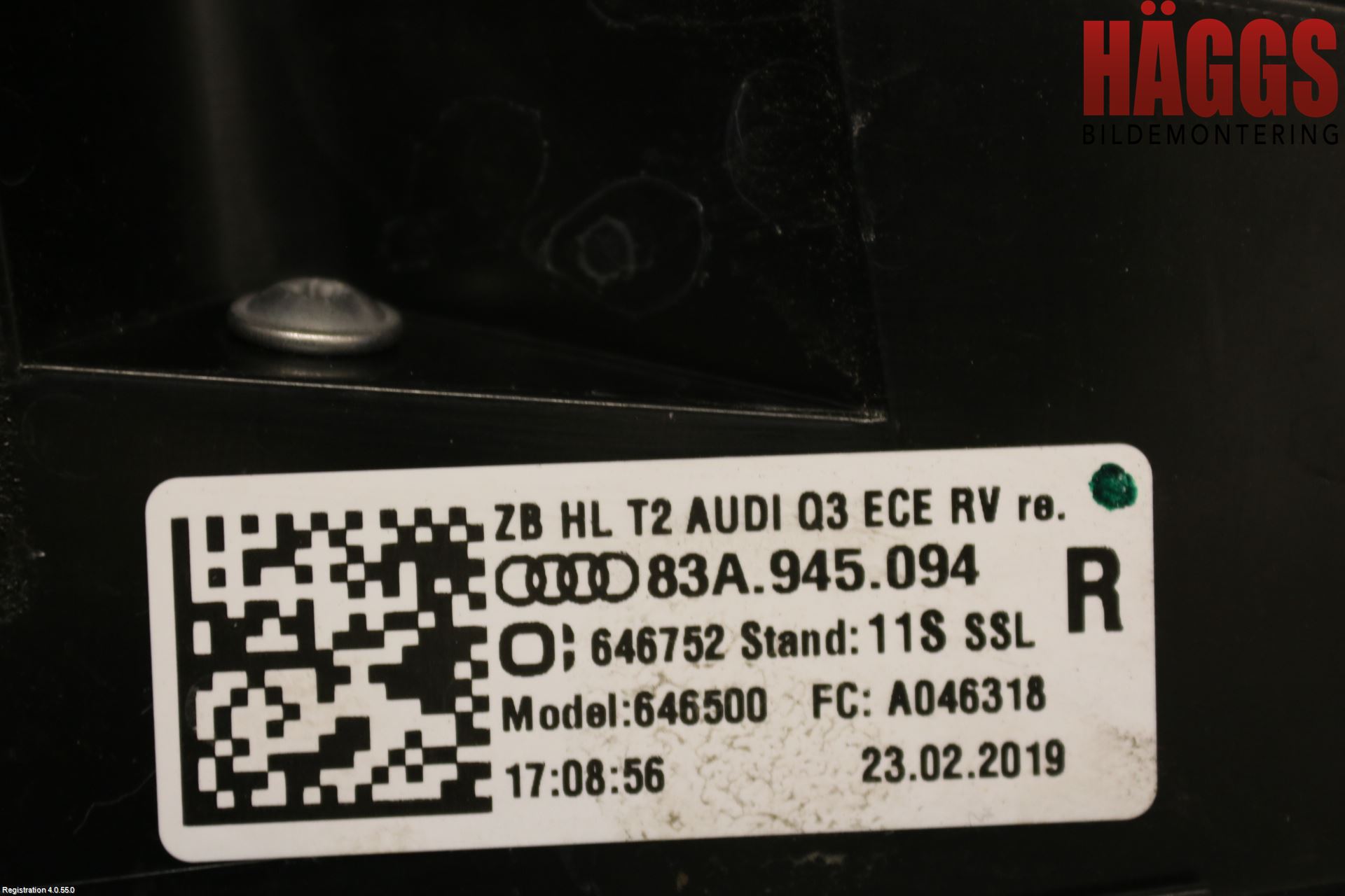 Audi Q3 F3 19- Bakljus Lucka Hö