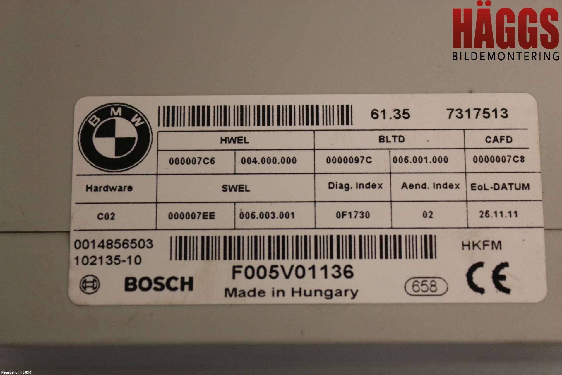 BMW 5 F10/F11/F18 09-17 Styrenhet Övrigt