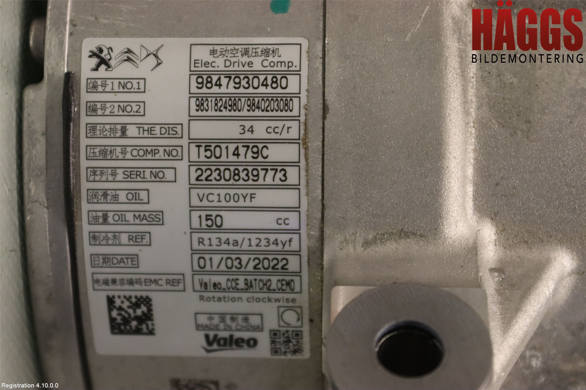 Citroen C5 X CROSSOVER 22- Ac Kompressor