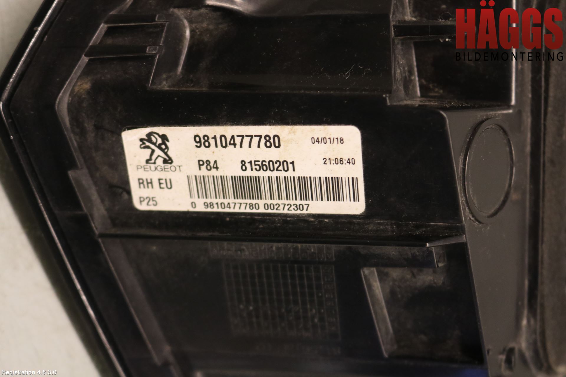 Peugeot 3008 17-24 Bakljus Lucka Hö