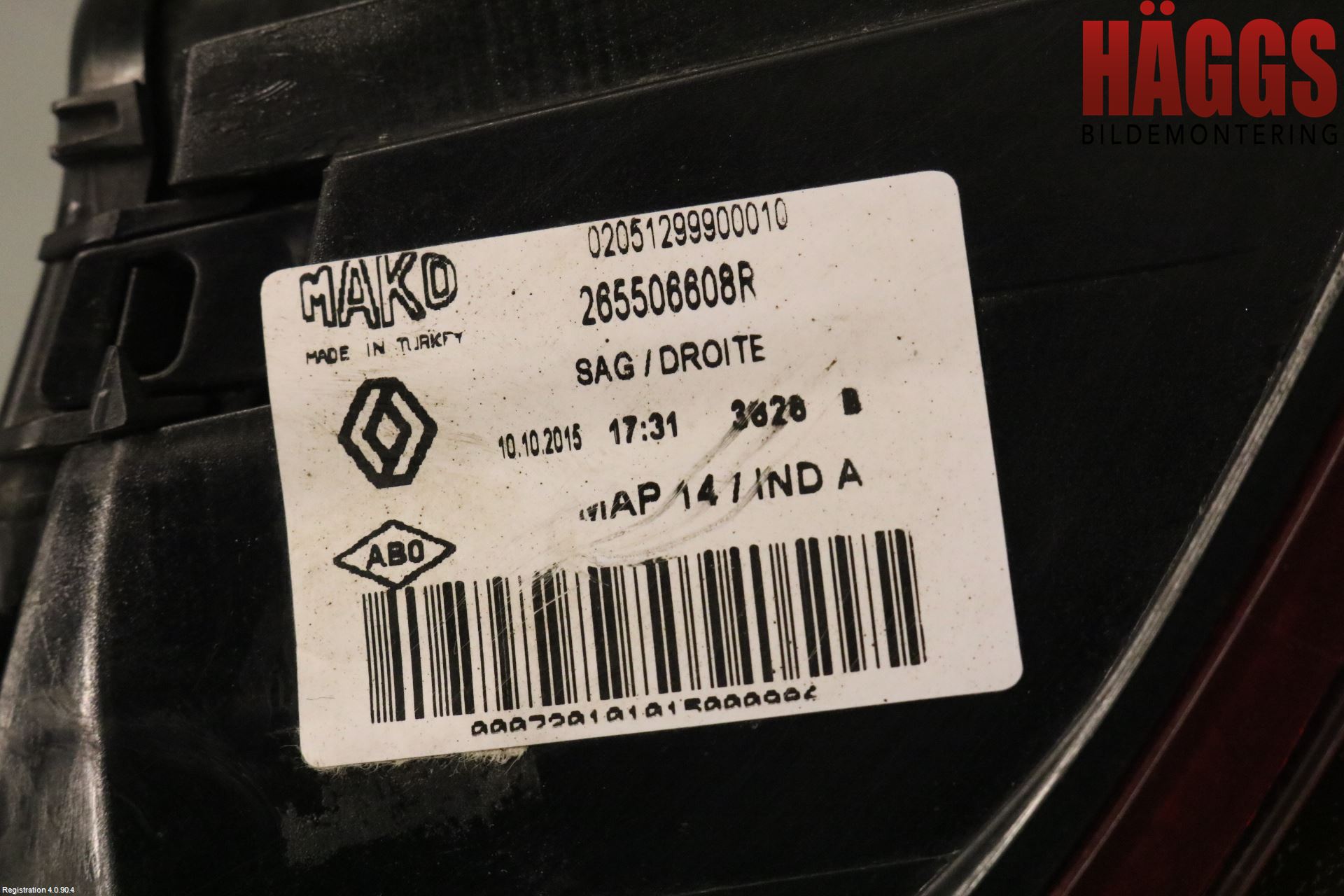 Renault CLIO IV 12-16 Bakljus Höger