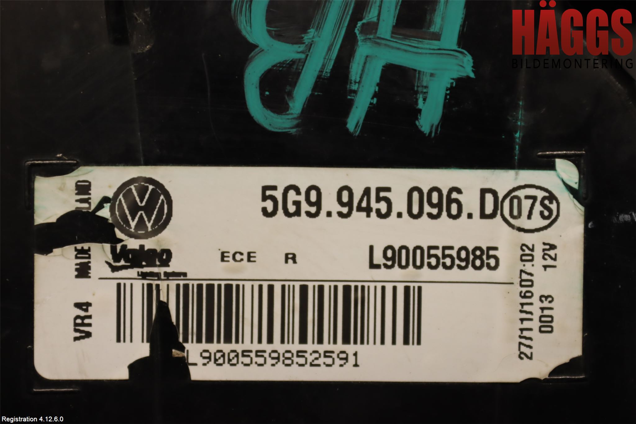 Volkswagen VW GOLF / E-GOLF VII 13-20 Bakljus Höger