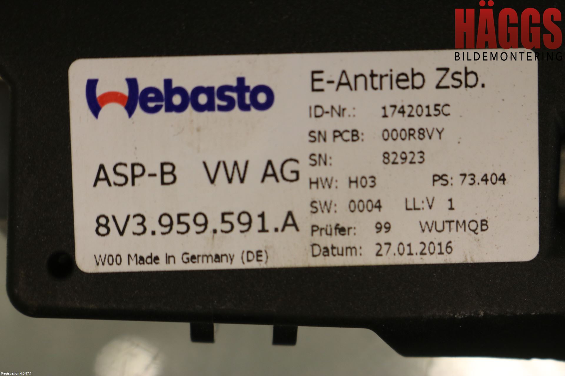 Audi A3/S3 8V 13-20 Taklucksmotor