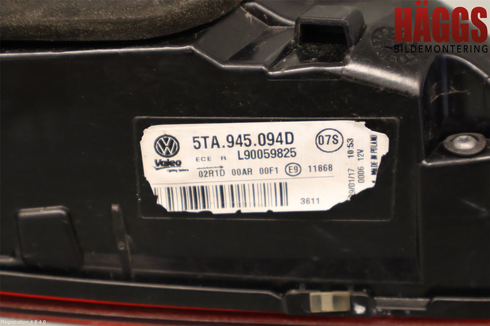 Volkswagen VW TOURAN 16- Bakljus Lucka Hö