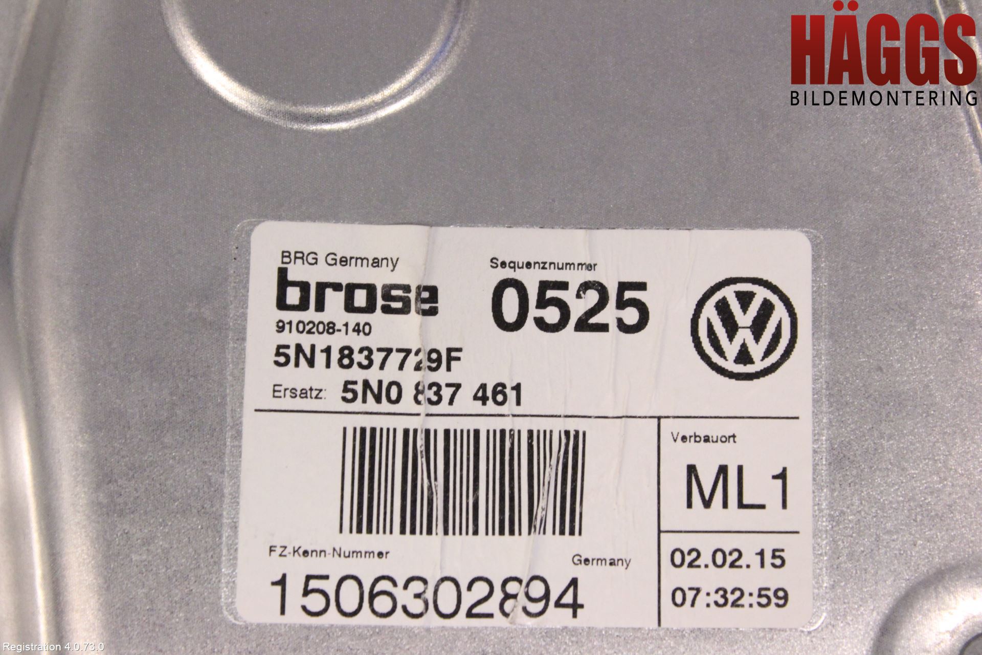 Volkswagen VW TIGUAN 07-16 Fönsterhissmekanism