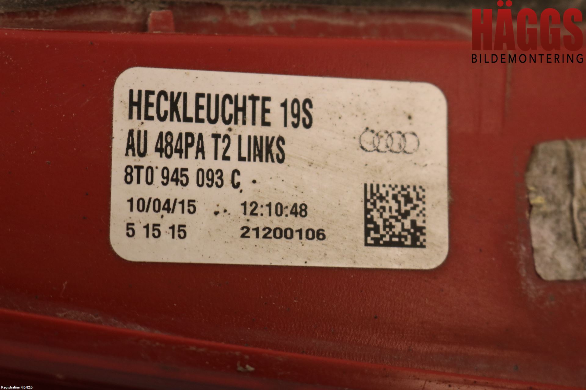 Audi A5 07-16 Bakljus Lucka Vä