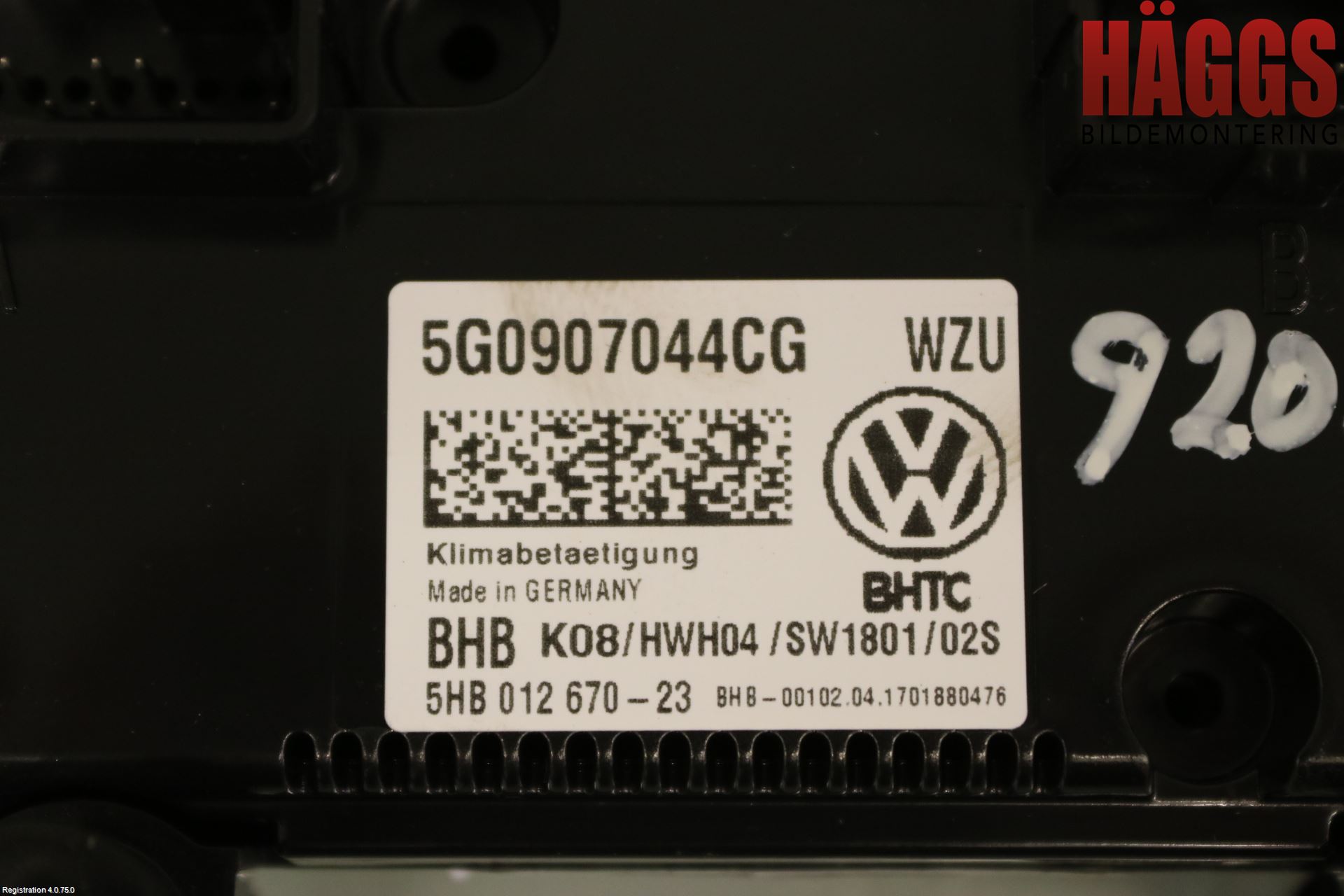 Volkswagen VW GOLF / E-GOLF VII 13-20 Ac Styrenhet Ac Manöveren