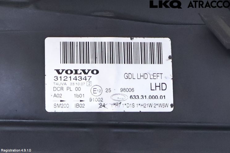 Volvo V70 08-13 Strålkastare Vänster