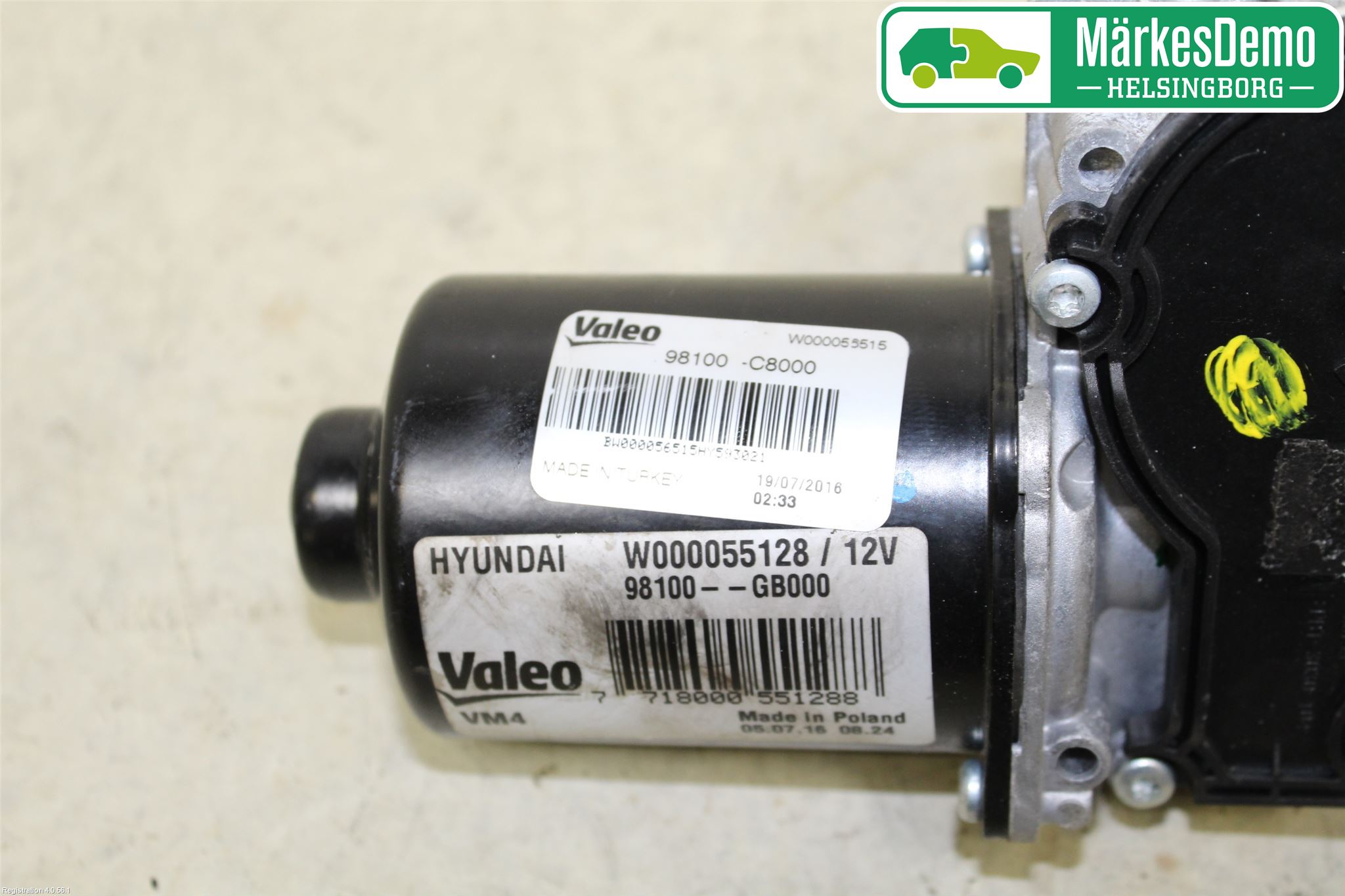 Hyundai i20 GB 15-20 Torkarmotor Vindruta