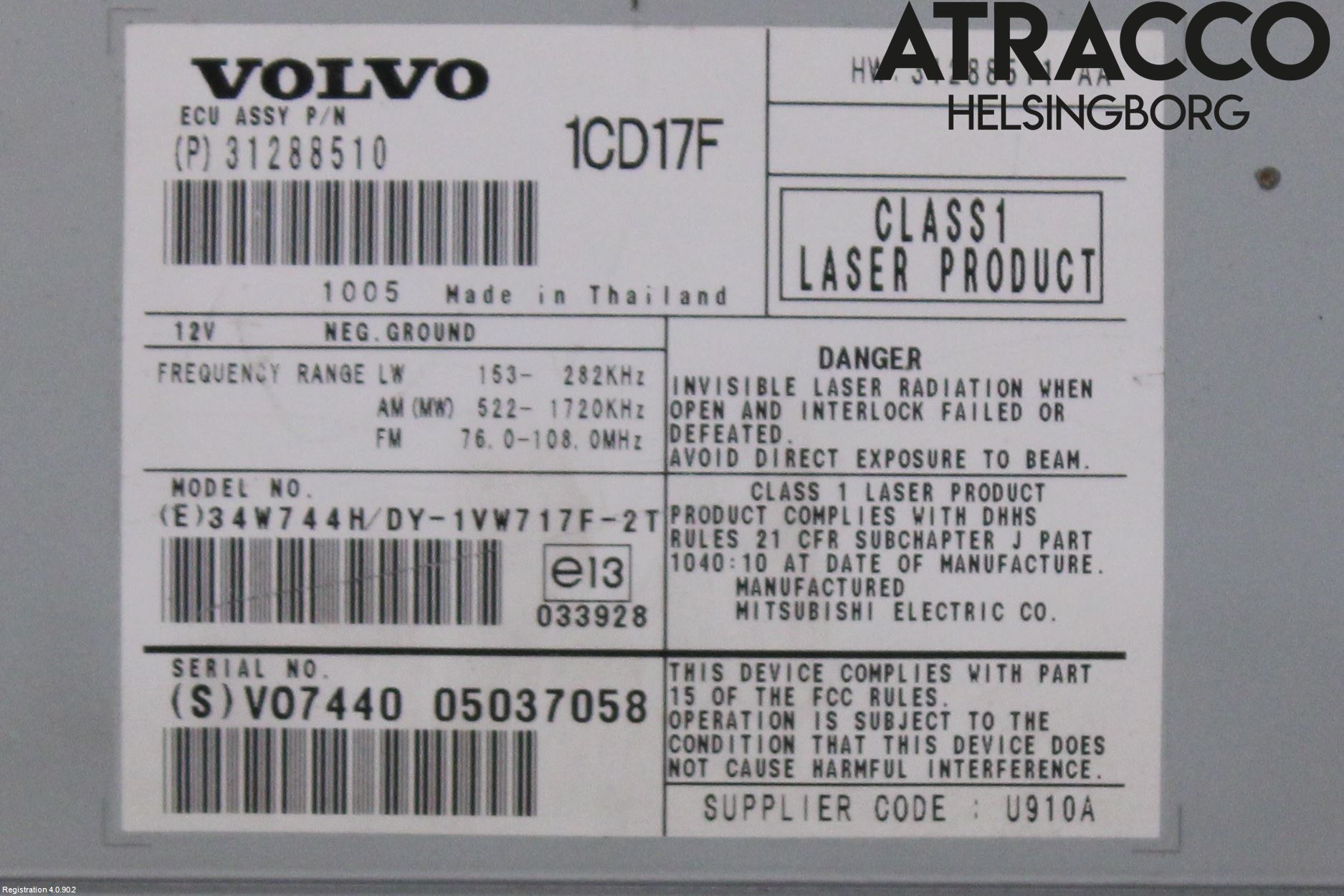 Volvo V50 08-12 Cd Radio - Multimediapanel