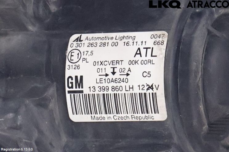 Opel ZAFIRA C 12-19 Strålkastare Vänster