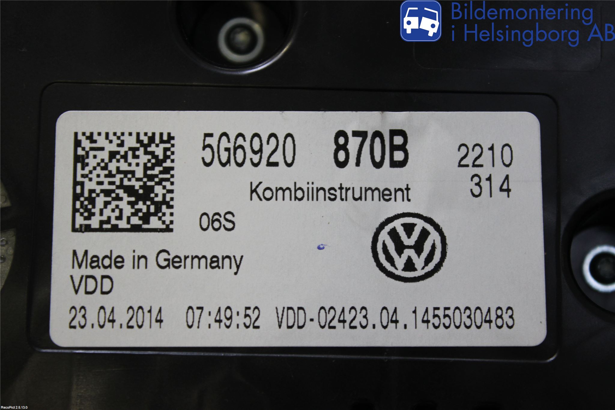 Volkswagen VW GOLF / E-GOLF VII 13-20 Instrument Komb