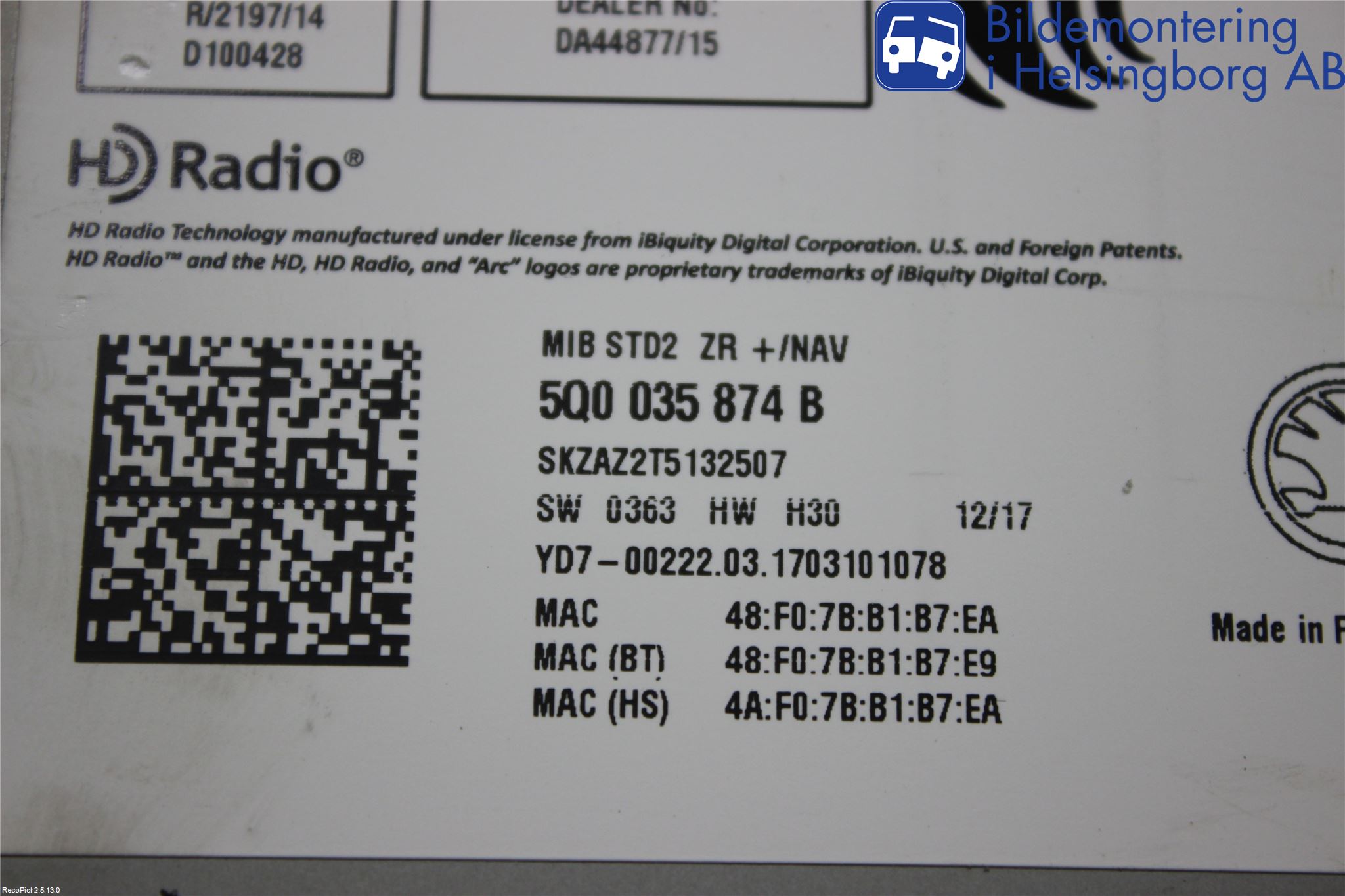 Skoda OCTAVIA (5E) 13-20 Radio