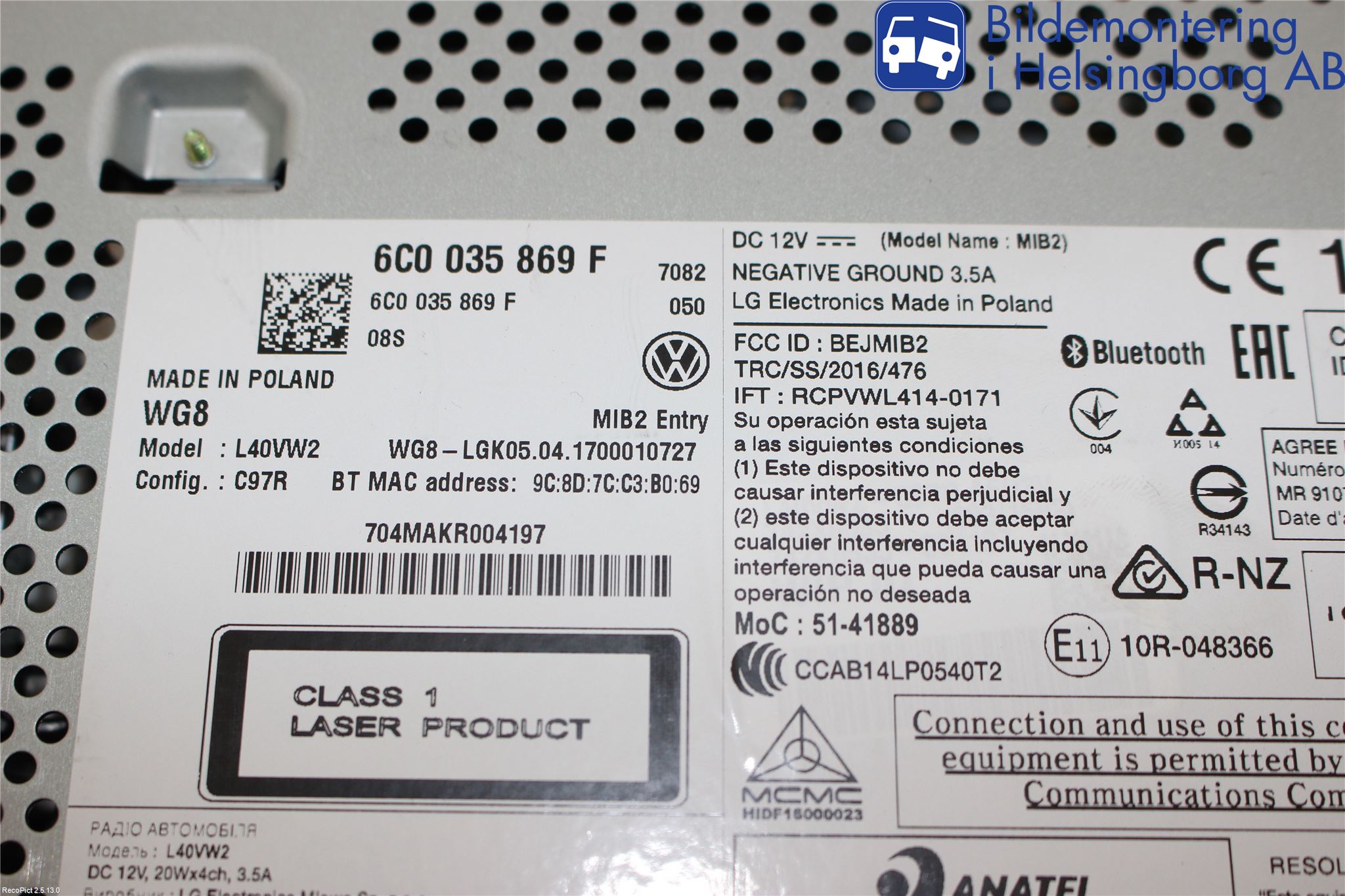 Volkswagen VW POLO 10-17 Cd Radio - Multimediapanel