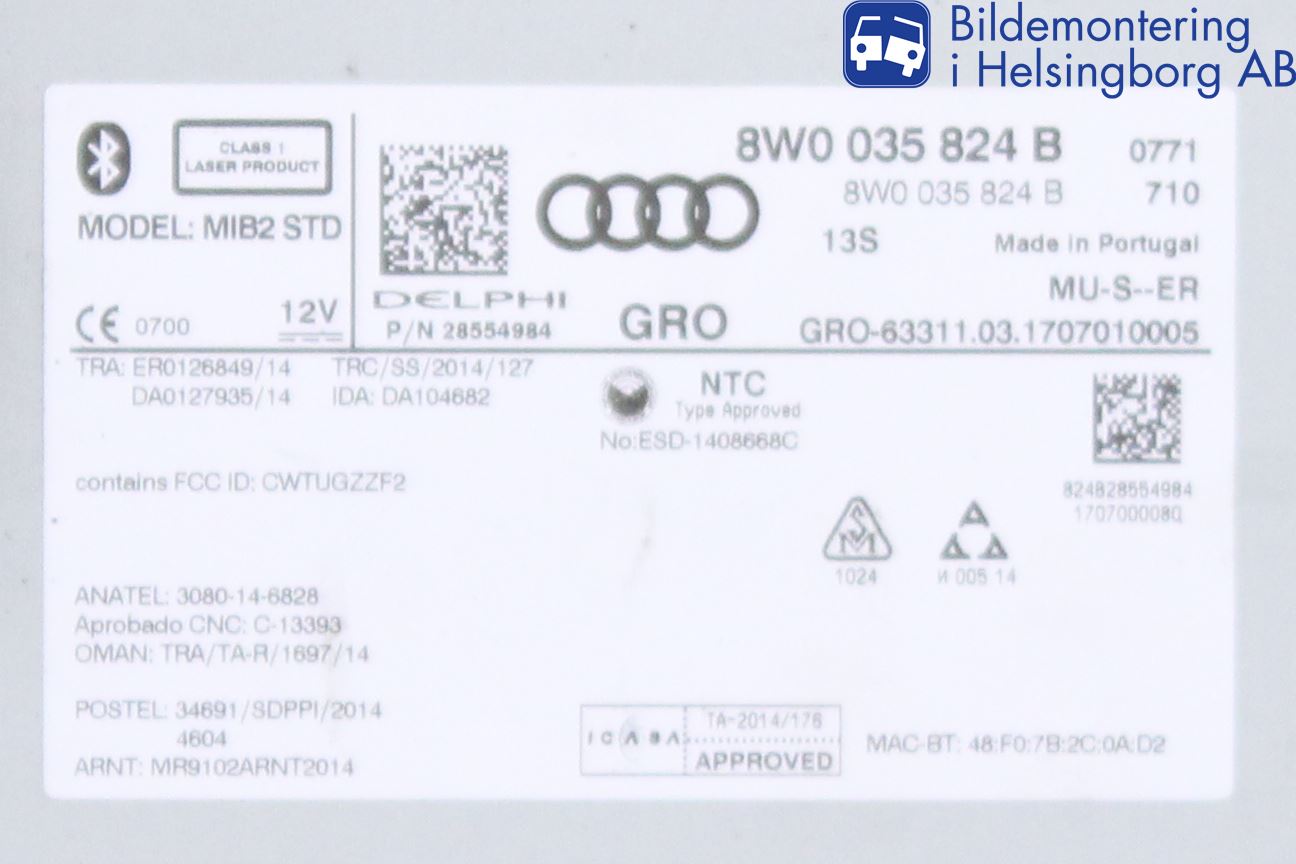 Audi A5 17- Cd Radio - Multimediapanel