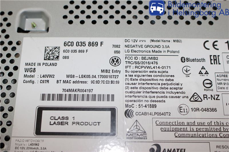 Volkswagen VW POLO 10-17 Cd Radio - Multimediapanel
