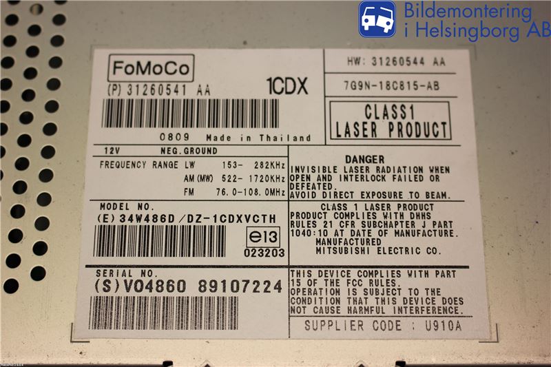 Volvo V70 08-13 Cd Radio - Multimediapanel