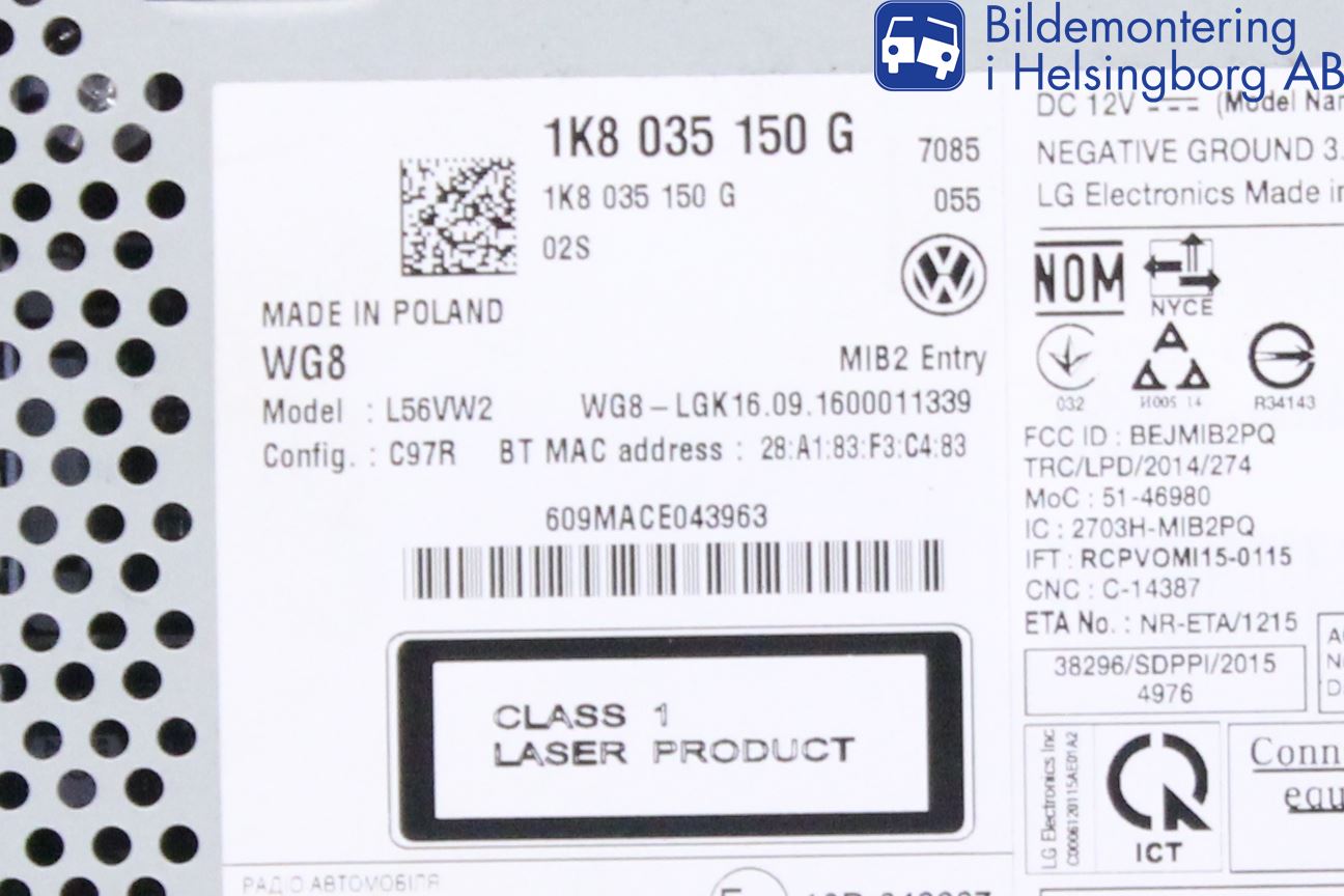 Volkswagen VW CADDY 16-20 Cd Radio - Multimediapanel