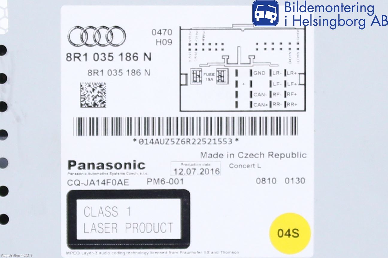 Audi Q5 09-16 Cd Radio - Multimediapanel