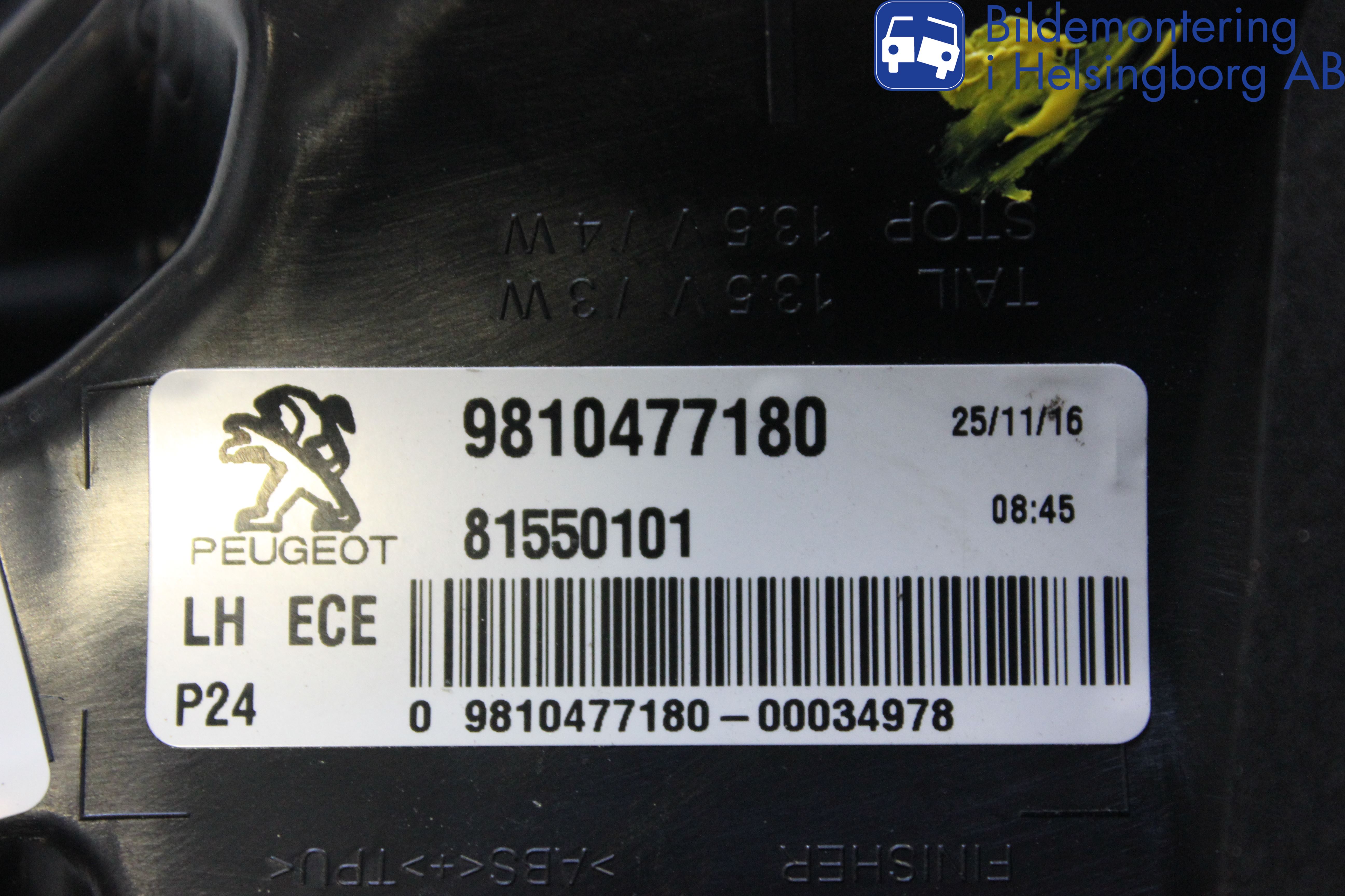 Peugeot 3008 17-24 Bakljus Vänster