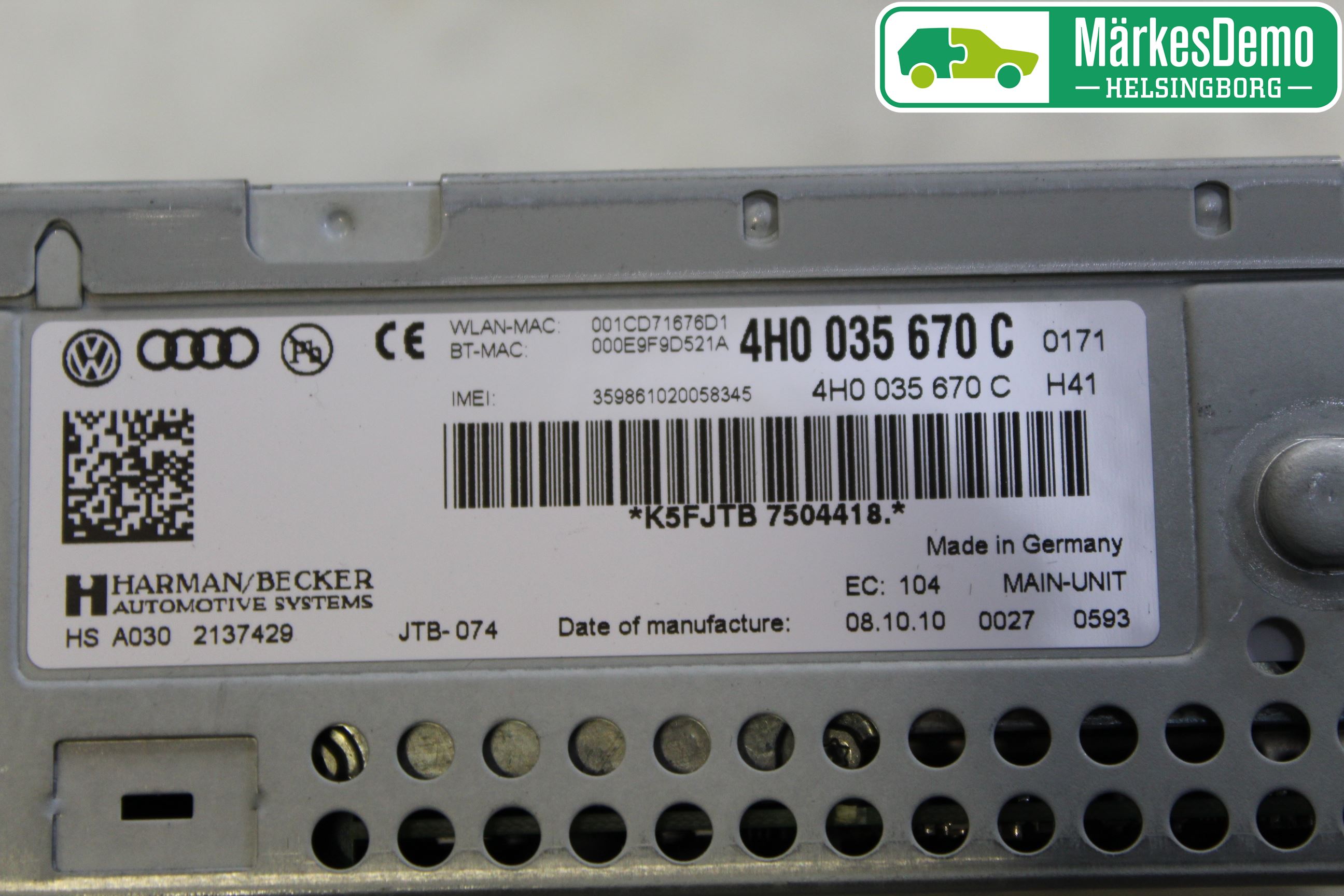 Audi A8/S8 4H 10-17 Cd Radio - Multimediapanel