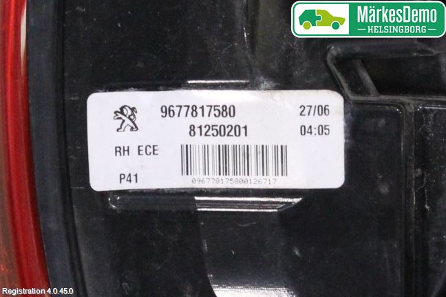 Peugeot 308 14-21 Bakljus Höger