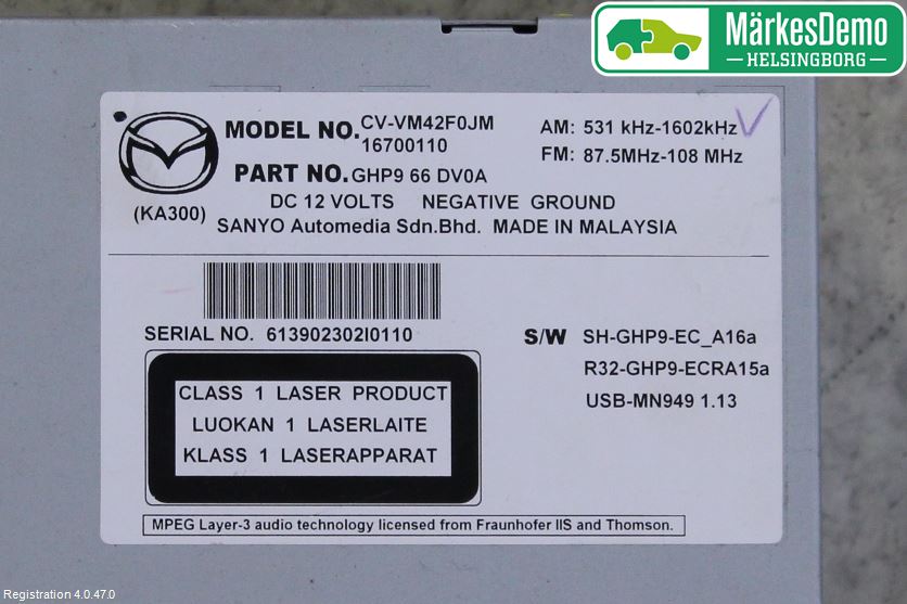 Mazda 6 08-13 Cd Radio - Multimediapanel
