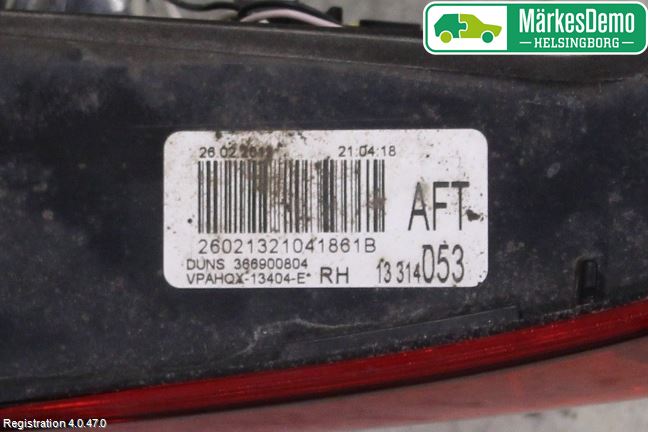 Opel ASTRA J 10-15 Bakljus Lucka Hö