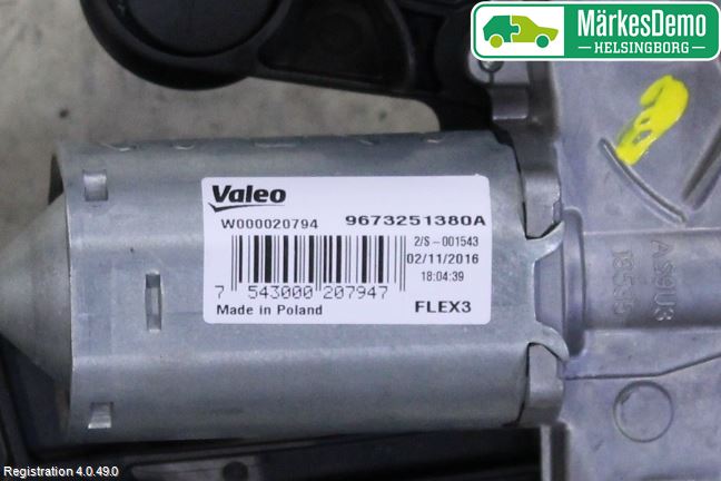 Peugeot PEUGOT 208 16-19 Torkarmotor Baklucka