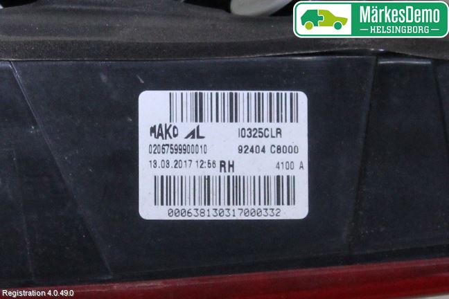 Hyundai i20 GB 15-20 Bakljus Lucka Hö