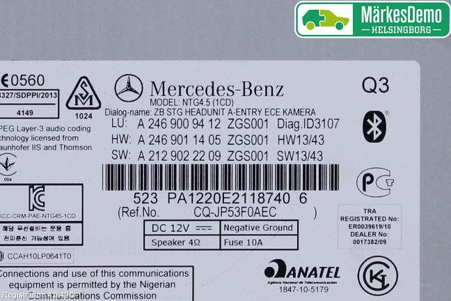 Mercedes-Benz MB A-KLASS (W176) 13-18 Cd Radio - Multimediapanel