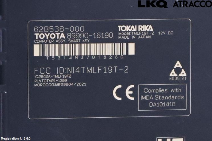 Toyota COROLLA CROSS XG10 22- Styrenhet Nyckellöst System