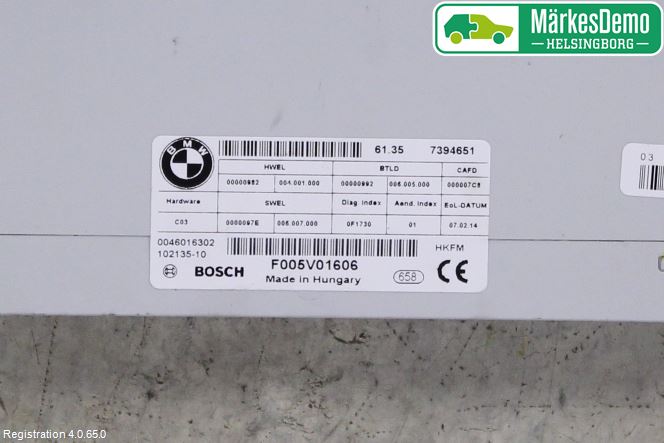 BMW 5 F10/F11/F18 09-17 Styrenhet Övrigt