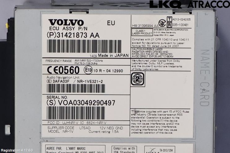 Volvo V70 14-16 Cd Radio - Multimediapanel