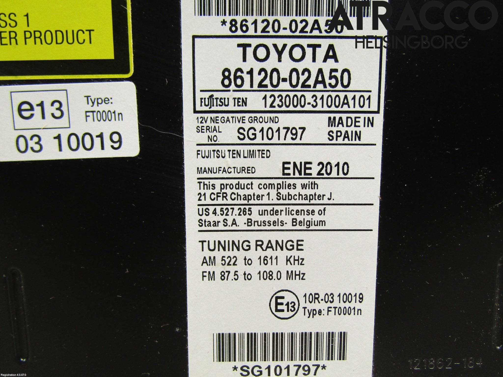 Toyota AURIS 10-12 Radio