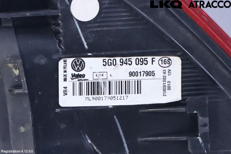 Volkswagen VW GOLF / E-GOLF VII 13-20 Bakljus Vänster