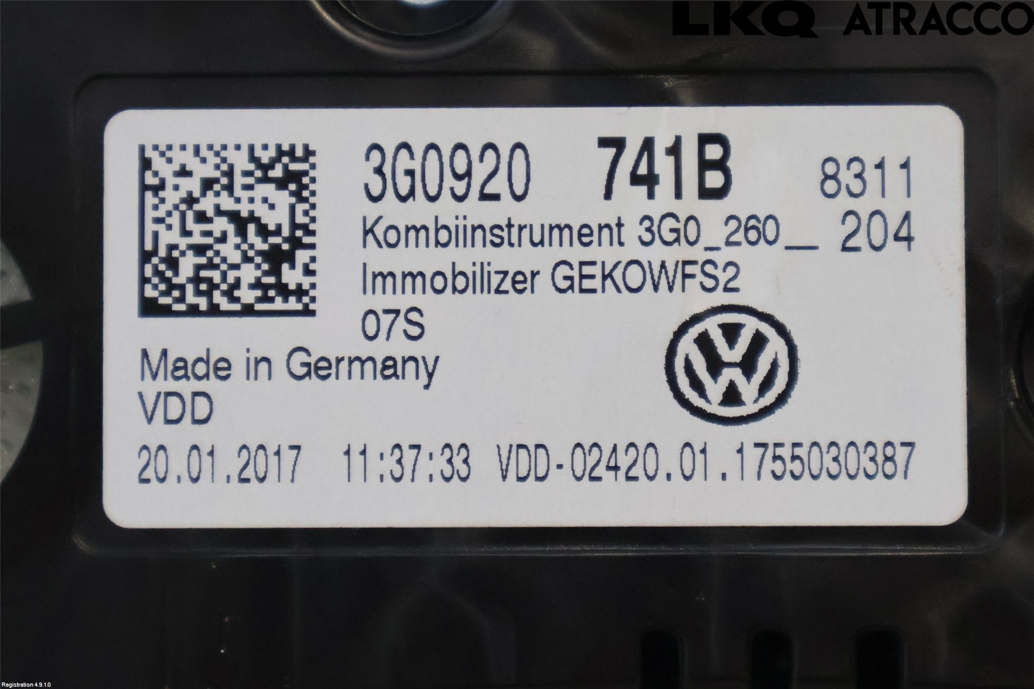 Volkswagen VW PASSAT 15-19 Instrument Komb