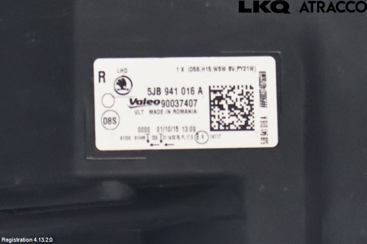 Skoda RAPID Strålkastare Höger