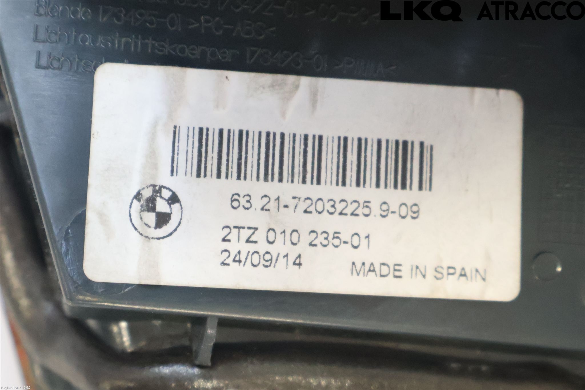 BMW 5 F10/F11/F18 09-17 Bakljus Lucka Vä