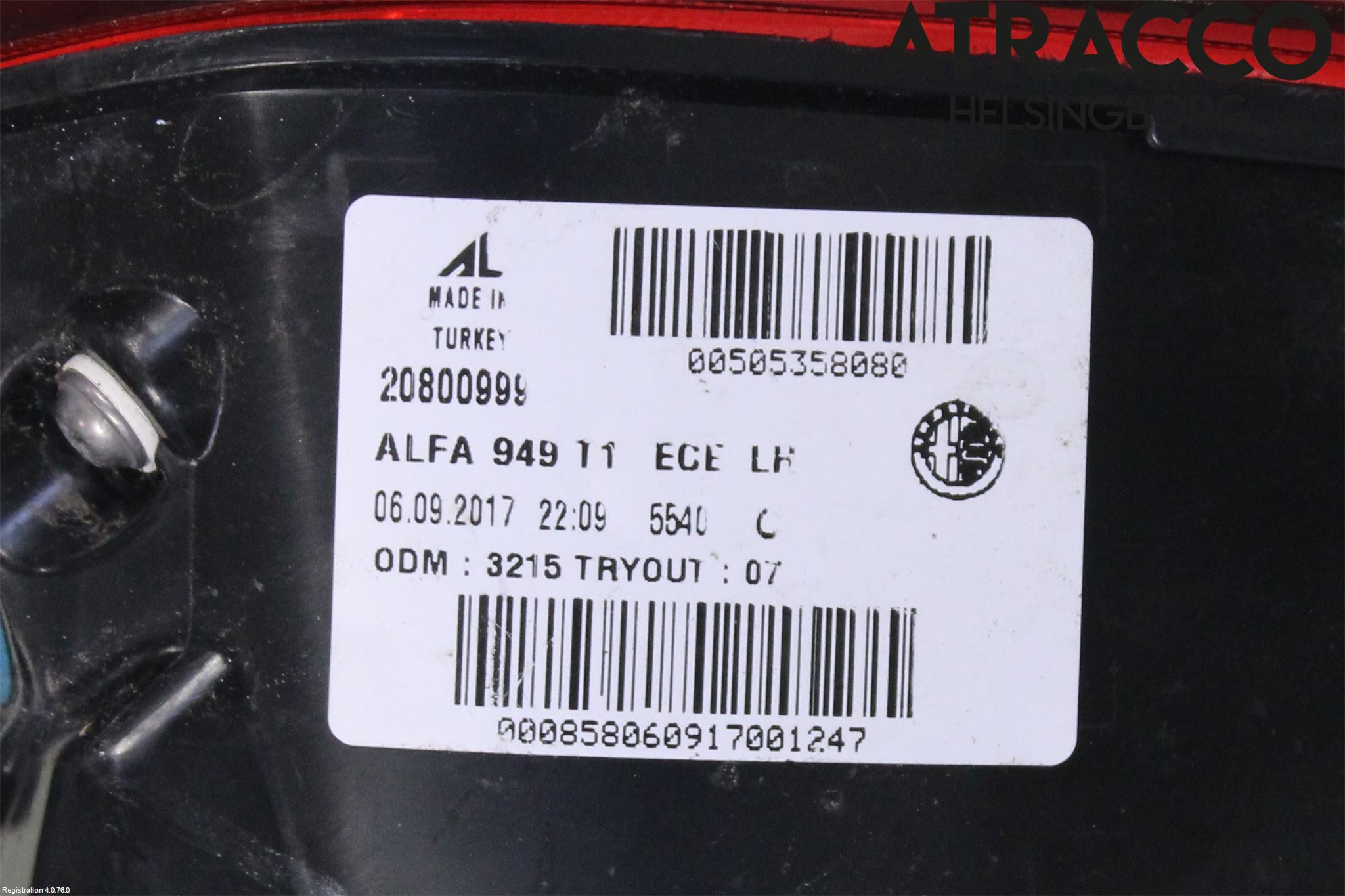 Alfa STELVIO 17- Bakljus Vänster