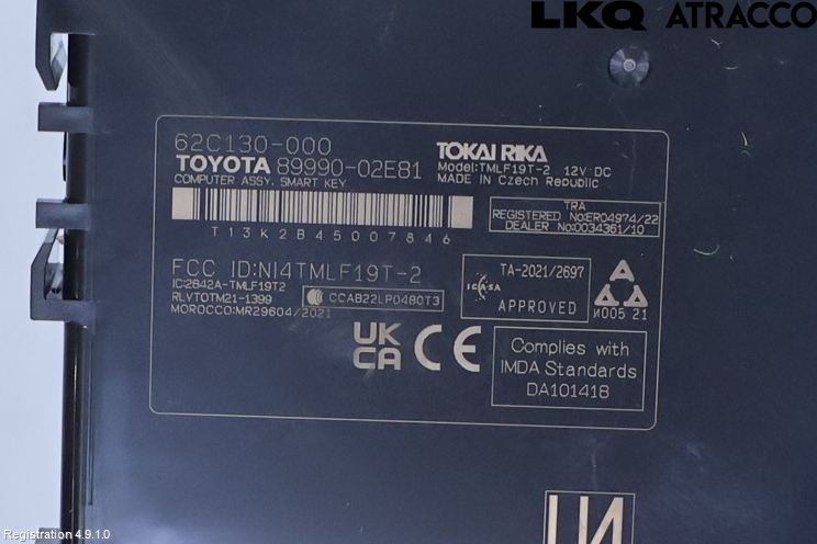 Toyota COROLLA 19- Styrenhet Nyckellöst System