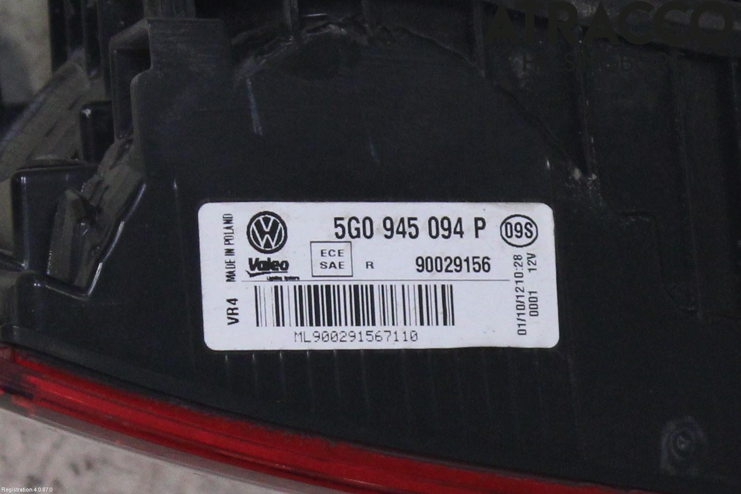 Volkswagen VW GOLF / E-GOLF VII 13-20 Bakljus Lucka Hö