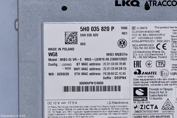 Volkswagen VW GOLF / E-GOLF VIII 20- Radio