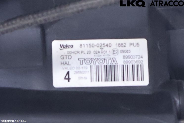 Toyota AURIS 10-12 Strålkastare Vänster