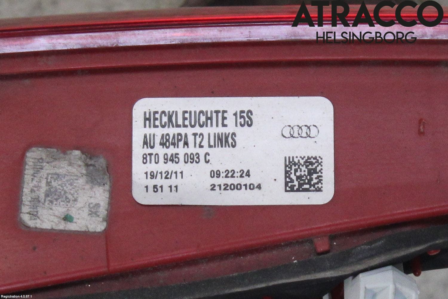 Audi A5 07-16 Bakljus Lucka Vä