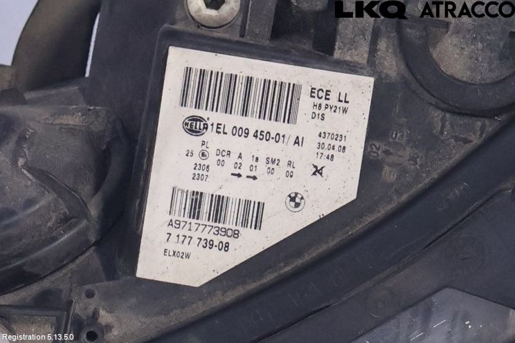 BMW 5 E60/61 Sed/Tou 02-10 Strålkastare Vänster